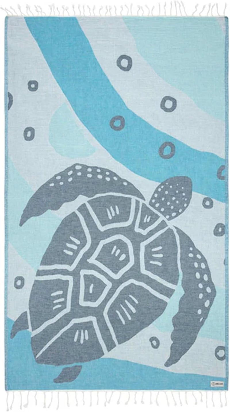 Sand Cloud Oversized Turkish Beach Towel (Bruno Blue) - 100% Certified Cotton Turkish Bath Towels - Sand Free & Quick Dry Large Beach Towel for Pool, Yoga, Picnic & Travel - As Seen on Shark Tank - Image 1